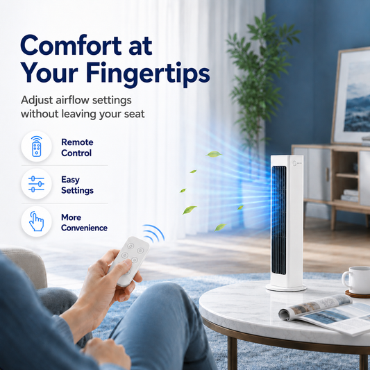 BreezeMax Portable Air Cooler Fan with Remote, Rechargeable Bladeless Air Cooler Fan, USB-C Cooling Fan, 3 Speeds, Quiet Oscillating Mini Fan for Bedroom, Office, Dorm